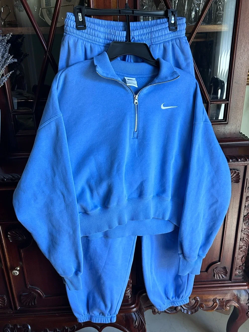 Nike Phoenix Fleece Blue Quarter-Zip Sweatshirt & Matching Sweatpants Set